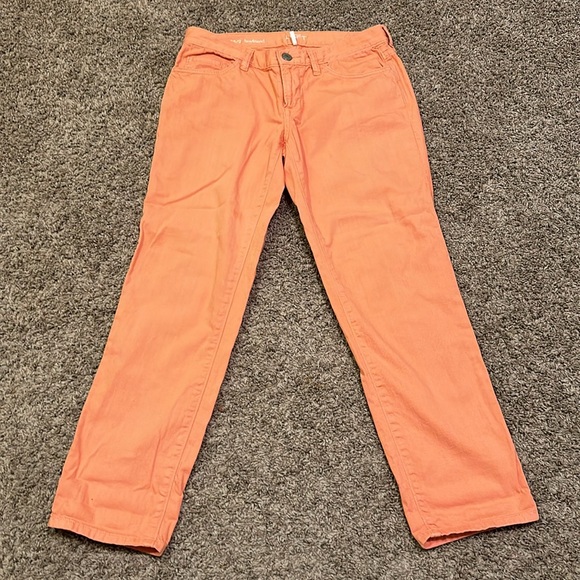 ANN TAYLOR LOFT Boyfriend Jeans Denim Pink Peach Colored Roll Up Cuffed Sz 26/2 - Picture 3 of 9